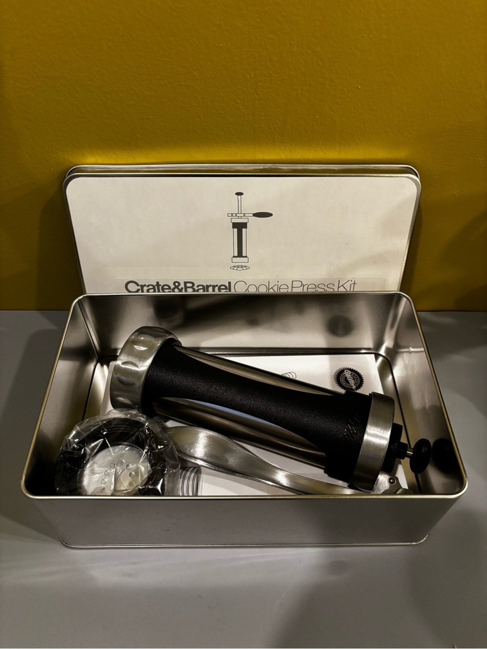 Crate&Barrel Black and Silver Cookie Press Set